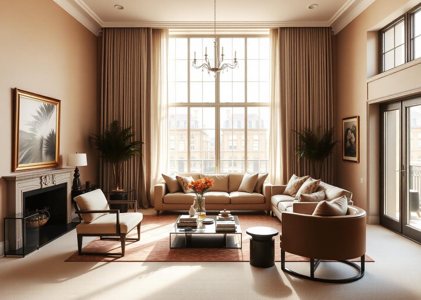 Warm modern London apartment interior
